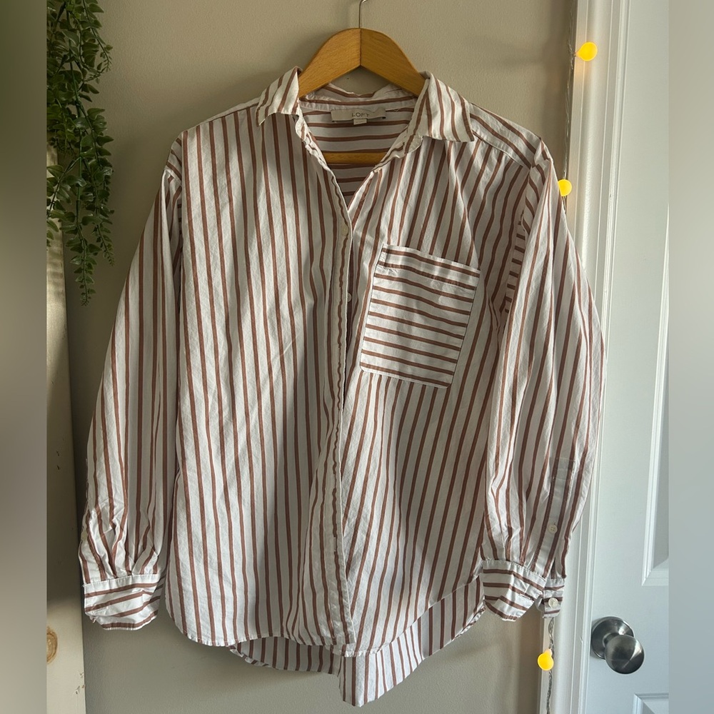 Loft Striped Blouse Size Small